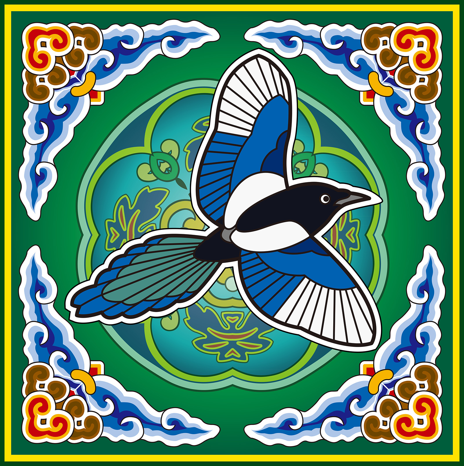 Chinese style animal pattern design Magpie